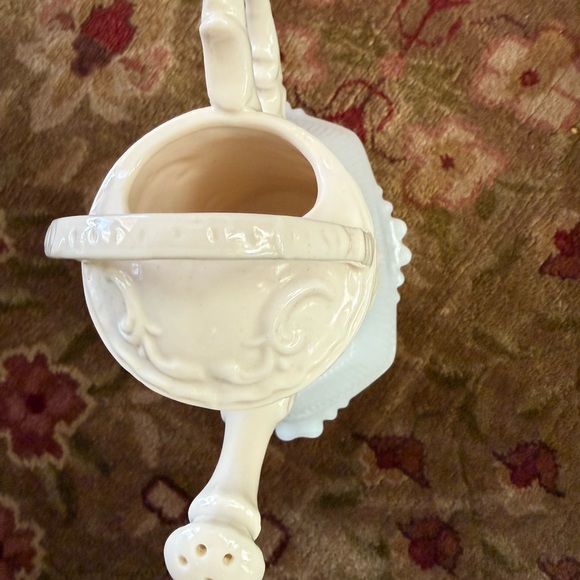 Vintage Small or Miniature Cream Ceramic Watering Can Size 6”H - Picture 4 of 8